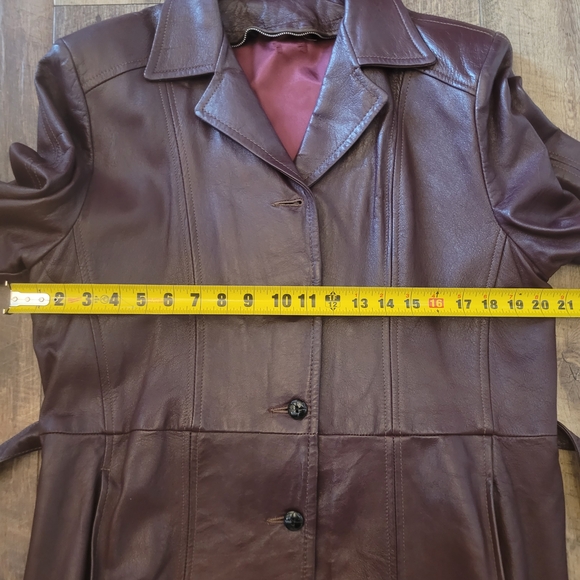 Vtg Leather Dark Burgundy Mid Length Jacket - Picture 6 of 8